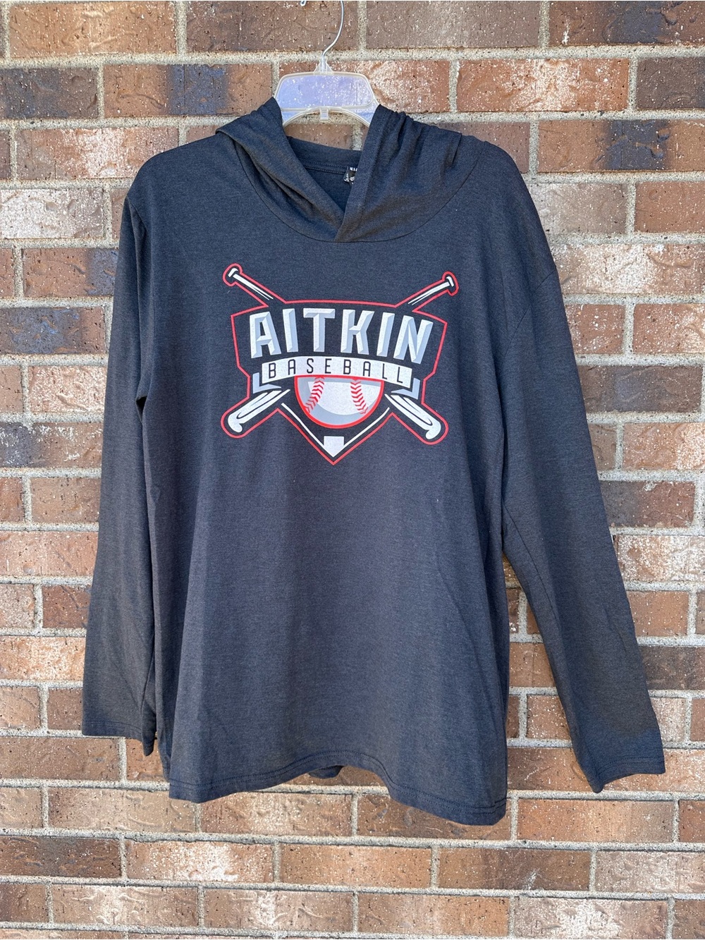 Baseball Black Hooded Long-Sleeve Tee